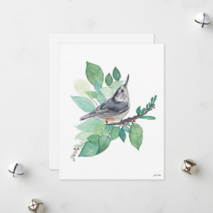 Holiday Nuthatch Bird Card
