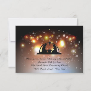 Holiday of LIghts Nativity-3x5Christmas Invitation
