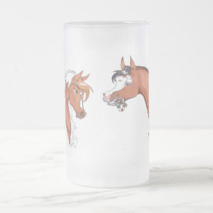 Holiday offering frosted glass beer mug