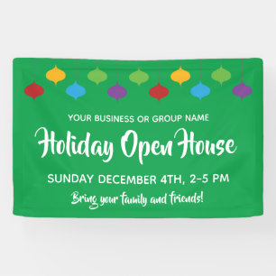 Holiday Open House Christmas Ornaments Banner
