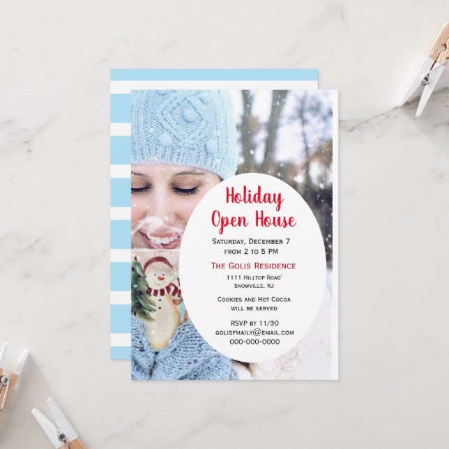 Holiday Open House / Christmas Party  Invitation (Front/Back In Situ)