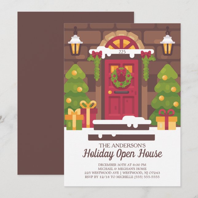 Holiday Open House Christmas Party Invitation (Front/Back)