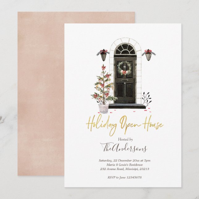Holiday Open House Christmas Party Invitation (Front/Back)