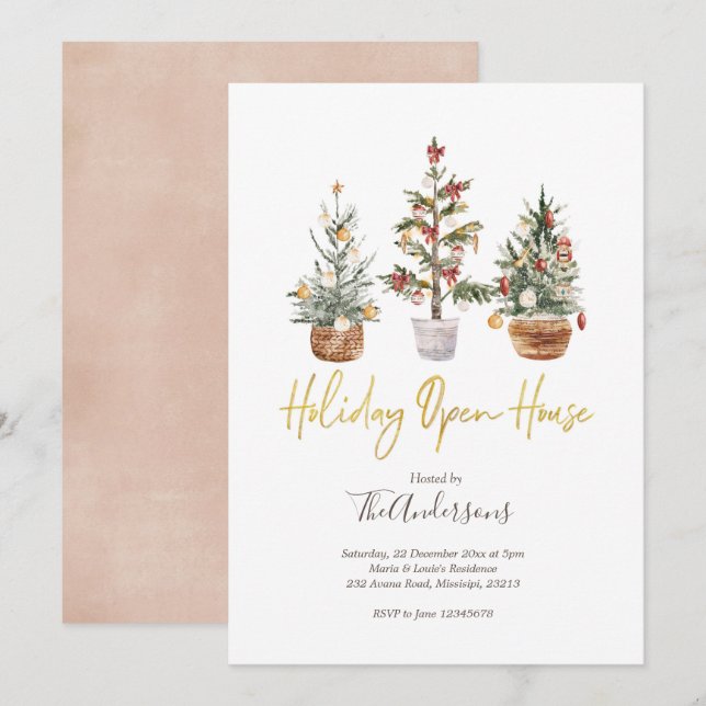Holiday Open House Christmas Party Invitation (Front/Back)