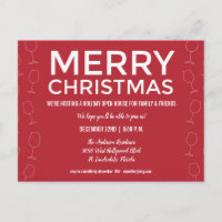 Holiday Open House Christmas Red Wine Party Invite
