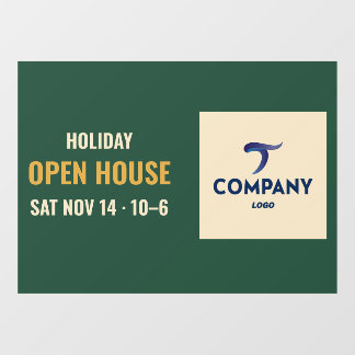 Holiday Open House Company Logo Window Cling