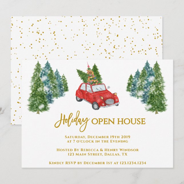 Holiday Open House Invitation Holiday Party Invite (Front/Back)
