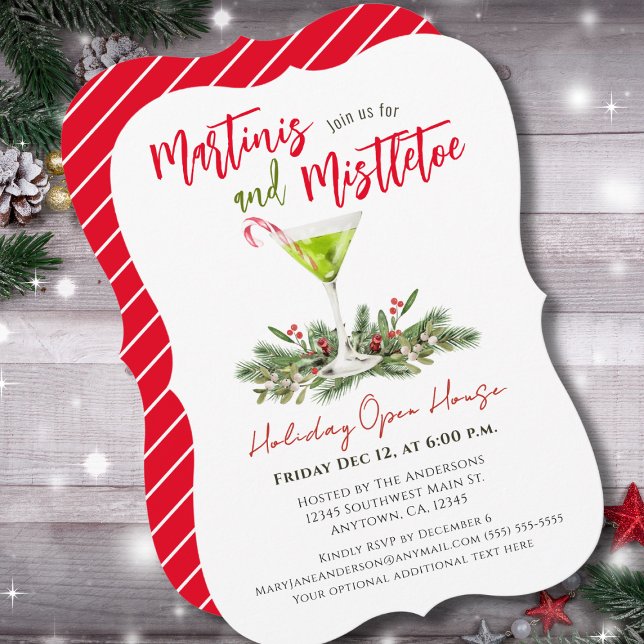 Holiday Open House Martini Festive Drinks Invitation (Creator Uploaded)