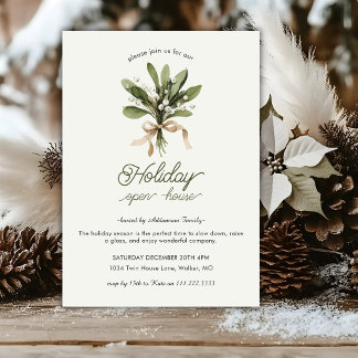 Holiday Open House Mistletoe Christmas Party  Invitation