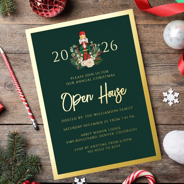 Holiday Open House Nutcracker Christmas Party (Holiday Open House Nutcracker Christmas Party Foil Invitation)