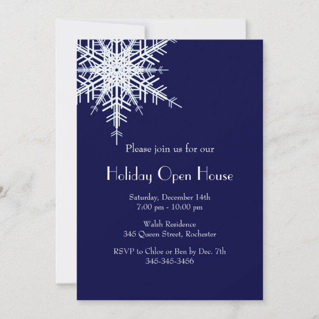Holiday Open House Offset Snowy Invitation (Front)