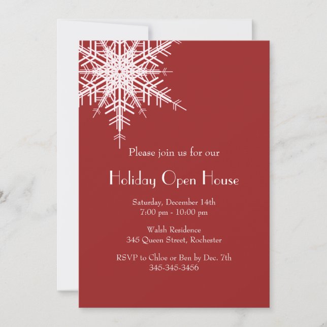 Holiday Open House Offset Snowy Invitation (Front)