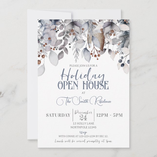 Holiday Open House Party, Holiday Lunch Invitation (Front)