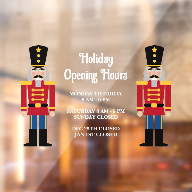 Holiday opening hours shop sign window cling (Sheet 2)