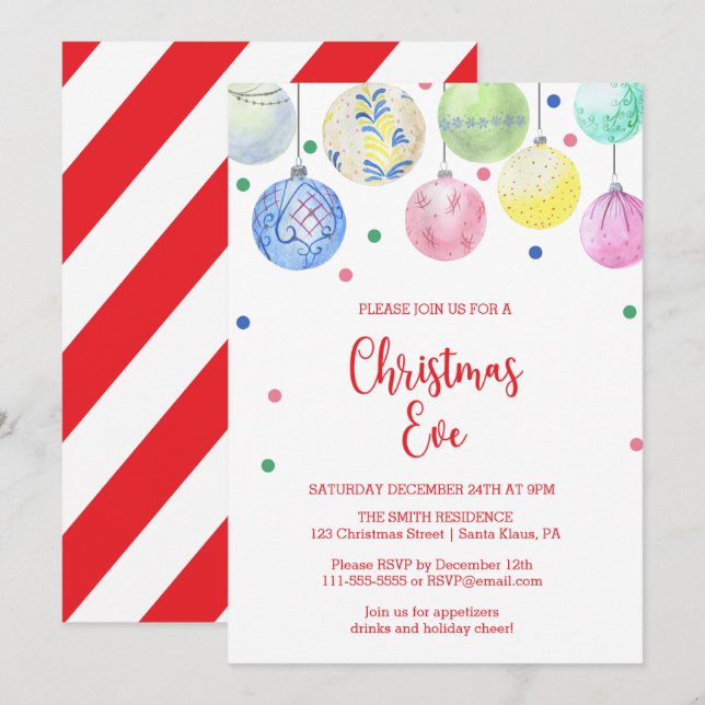 Holiday Ornament Christmas Party Invitation (Front/Back)