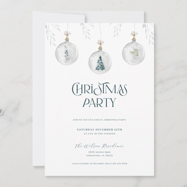 Holiday Ornament Christmas Party Invitation  (Front)