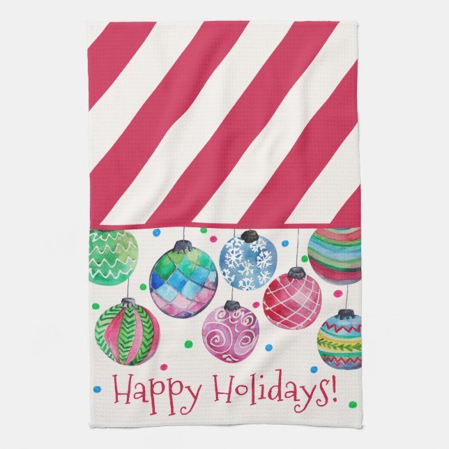 Holiday Ornament Christmas Tea Towel (Vertical)