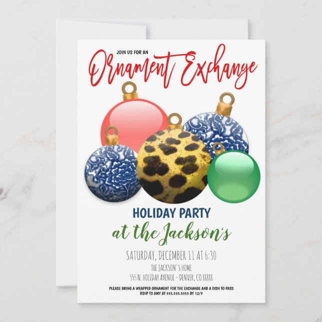 Holiday Ornament Exchange Party Invitation (Front)