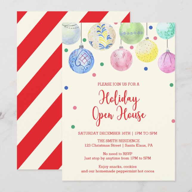 Holiday Ornament Holiday Open House Invitation (Front/Back)