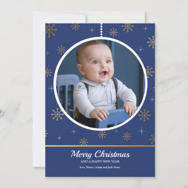 Holiday Ornament Photo Greeting Card (Front)