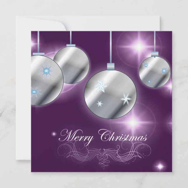 Holiday ornament Purple Christmas Invitation (Front)