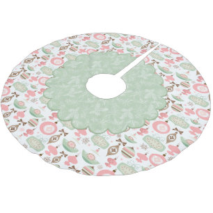 Holiday Ornaments and Evergreens Treeskirt Brushed Polyester Tree Skirt