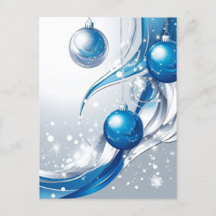 HOLIDAY ORNAMENTS BLUE / WHITE #1 POSTCARD