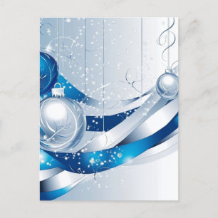 HOLIDAY ORNAMENTS BLUE / WHITE #2 POSTCARD