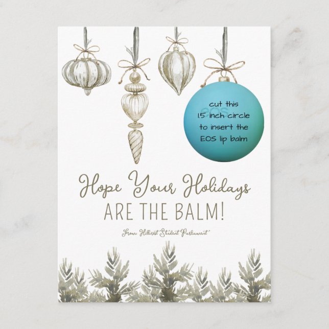 Holiday Ornaments EOS Lip Balm Gift Enclosure Card (Front)