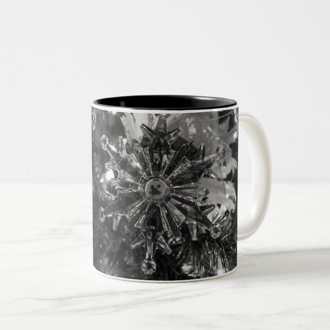 Holiday Ornaments Grayscale Coffee Mug (Front Right)