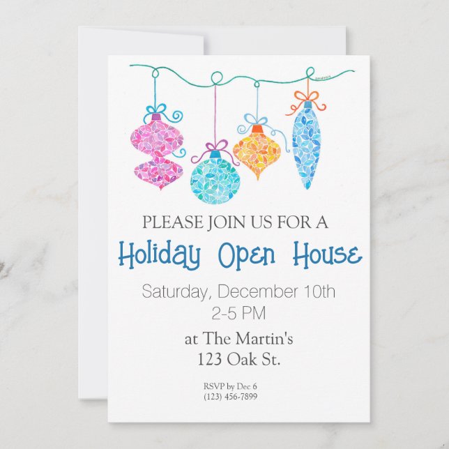 Holiday Ornaments Party Invitation (Front)