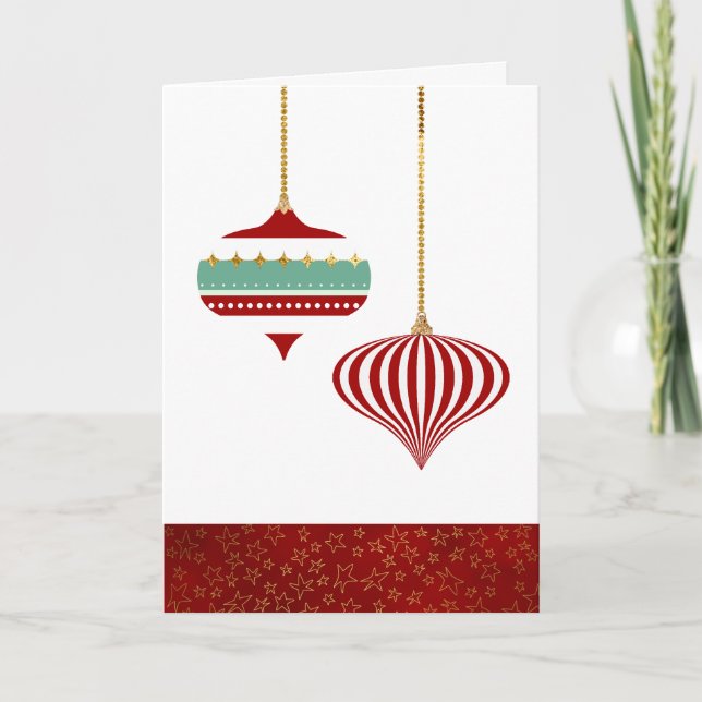 Holiday Ornaments Photo Christmas Card (Front)