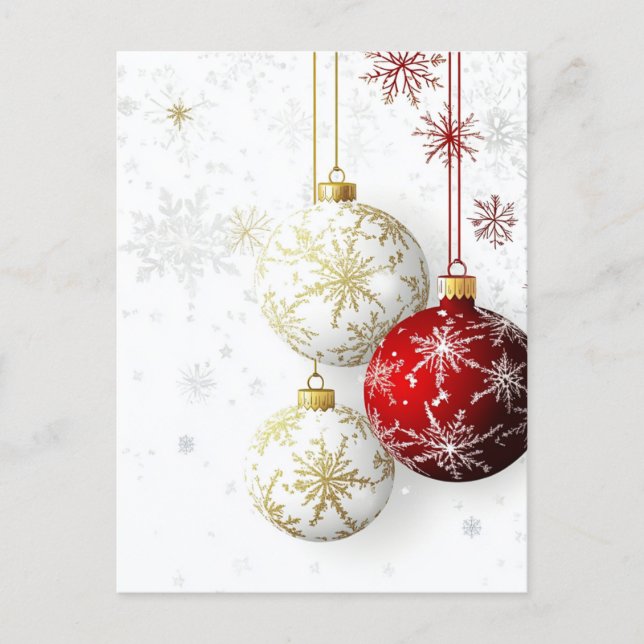 HOLIDAY ORNAMENTS RED / GOLD #2 POSTCARD (Front)