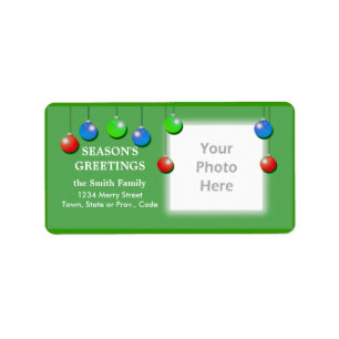 Holiday Ornaments Wide Photo Frame Label