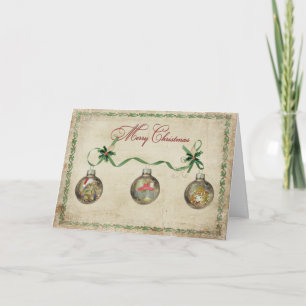 Holiday Ornaments with Green Ribbon