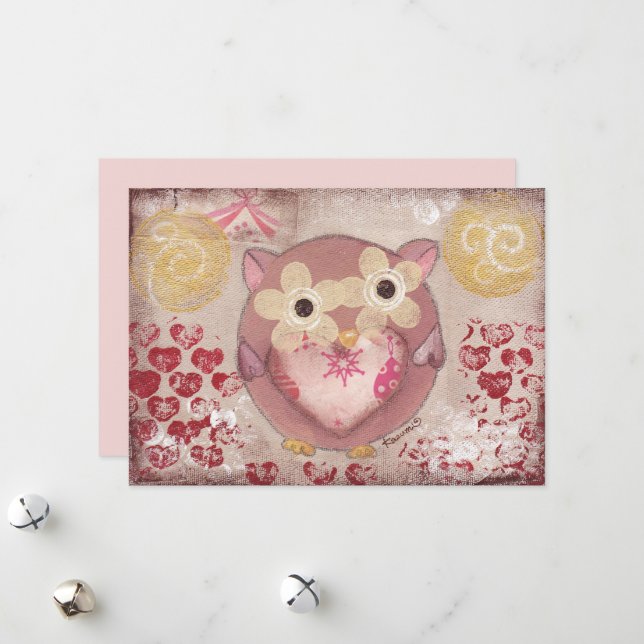 Holiday Owl Card (Front/Back In Situ)