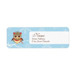 Holiday Owl Return Address Label