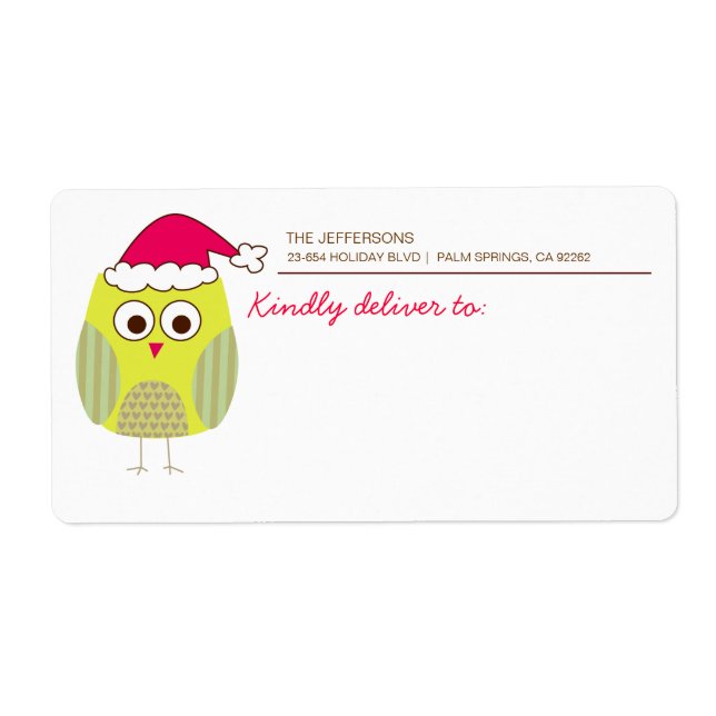 Holiday Owl Shipping Labels (Front)
