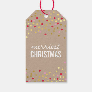 HOLIDAY PACKAGING gold confetti spots red kraft Gift Tags