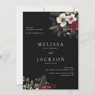Holiday Painterly Winter Bouquet Wedding Invitation