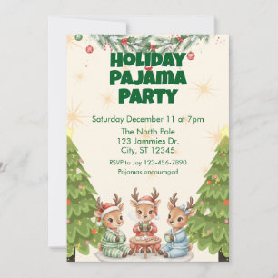Holiday Pajama Party, reindeer and cocoa Invitation