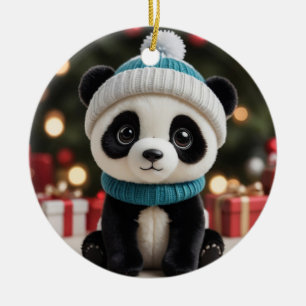Holiday Panda Ceramic Tree Decoration