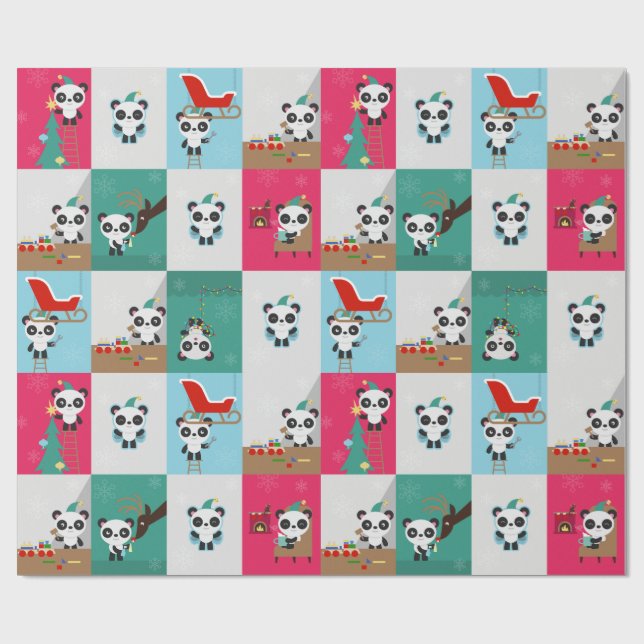 Holiday Panda / Elf Wrapping Paper (Flat)