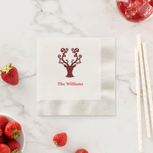 Holiday Paper Napkins-Plaid Deer Antlers Napkins