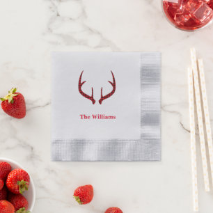 Holiday Paper Napkins-Plaid Deer Antlers Napkins