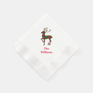 Holiday Paper Napkins-Plaid Deer Napkin