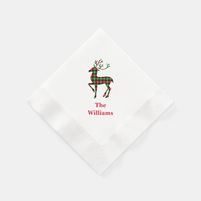 Holiday Paper Napkins-Plaid Deer Napkin (Corner)