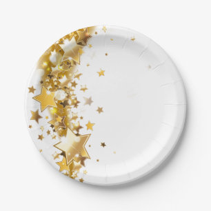 Holiday Paper Plates Gold Stars