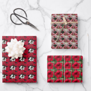 Holiday Paperwhites and Amaryllis Floral Pattern Wrapping Paper Sheet