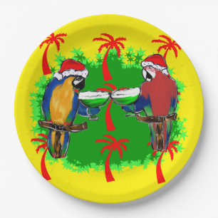 HOLIDAY PARROTS PAPER PLATE